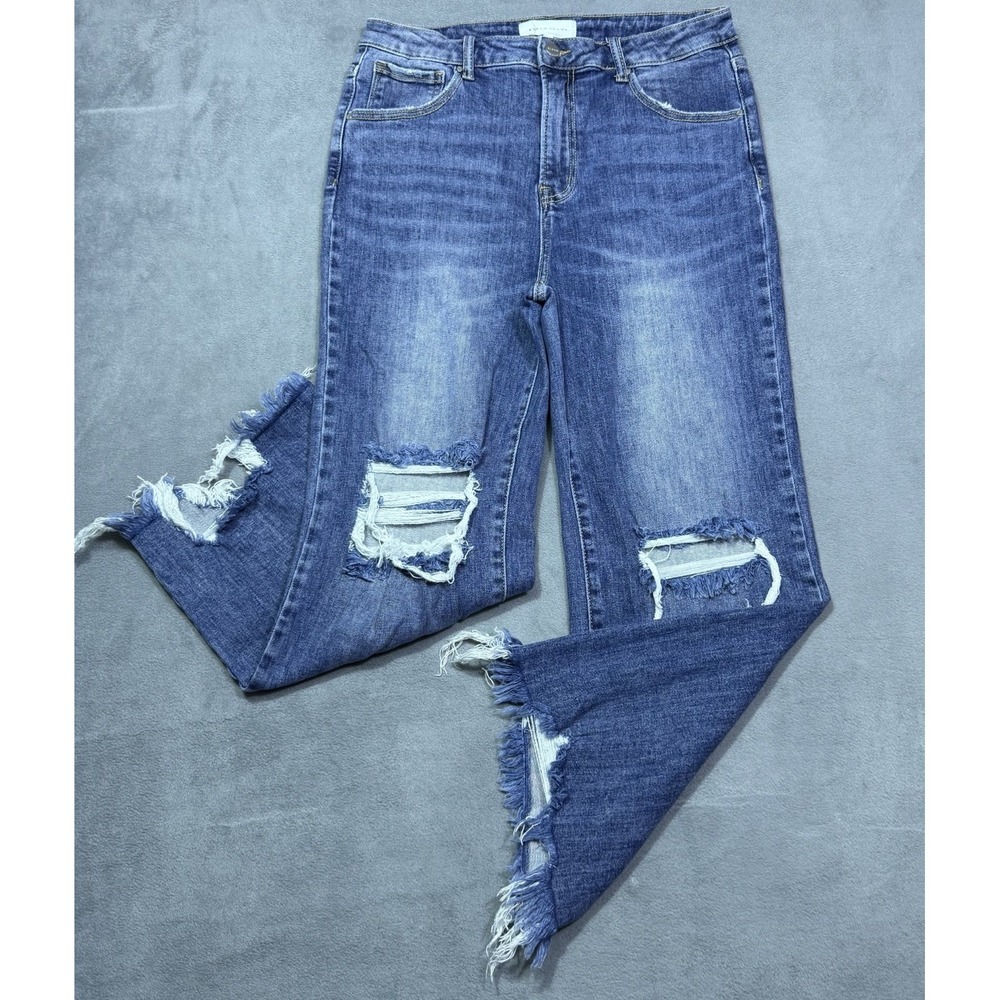 Risen Jeans Womens 13/31 (31x26) Distressed Straight Crop Highrise Boho USA